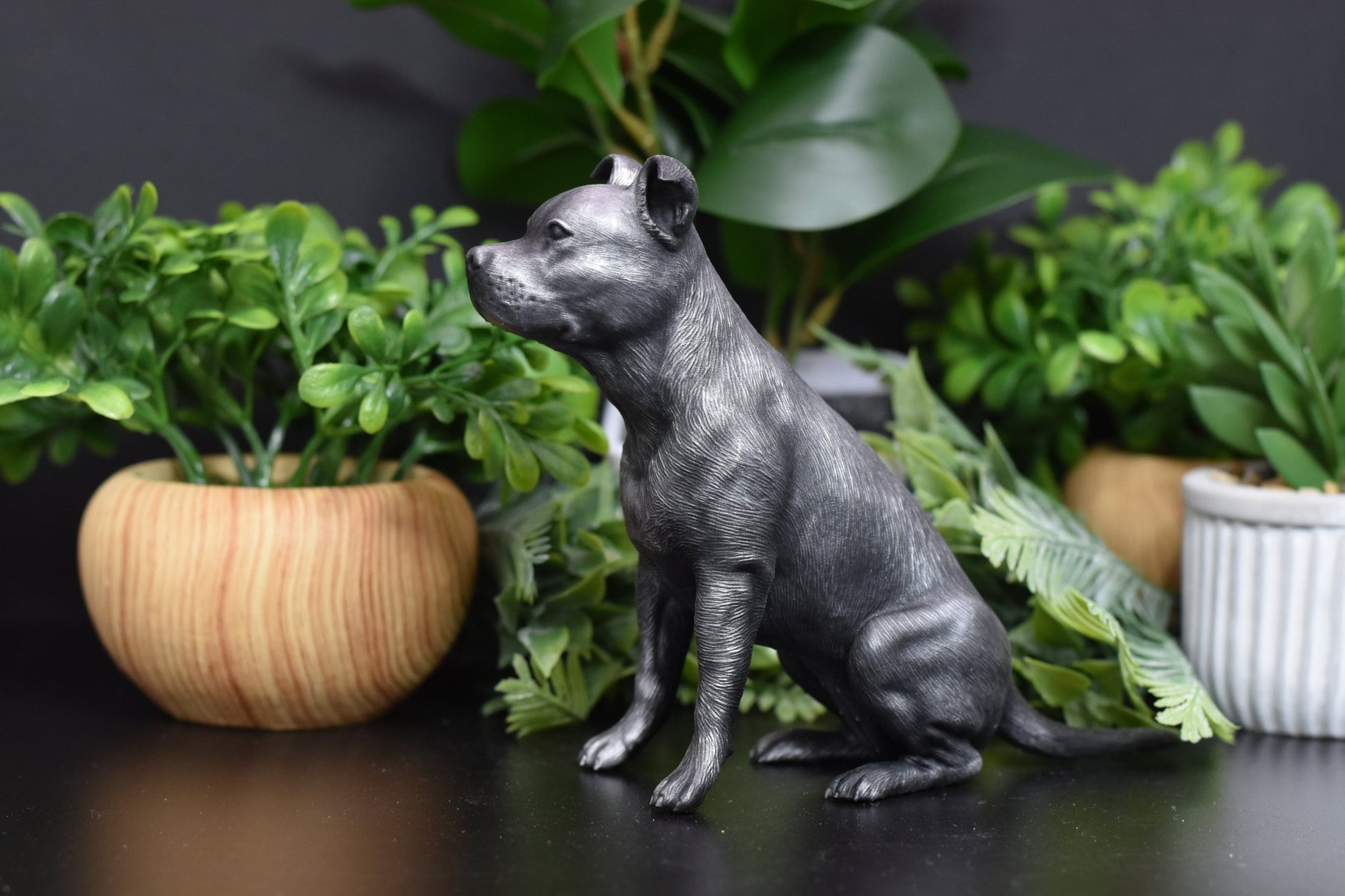 Staffordshire Bull Terrier Sitting Statue - Furever Figures