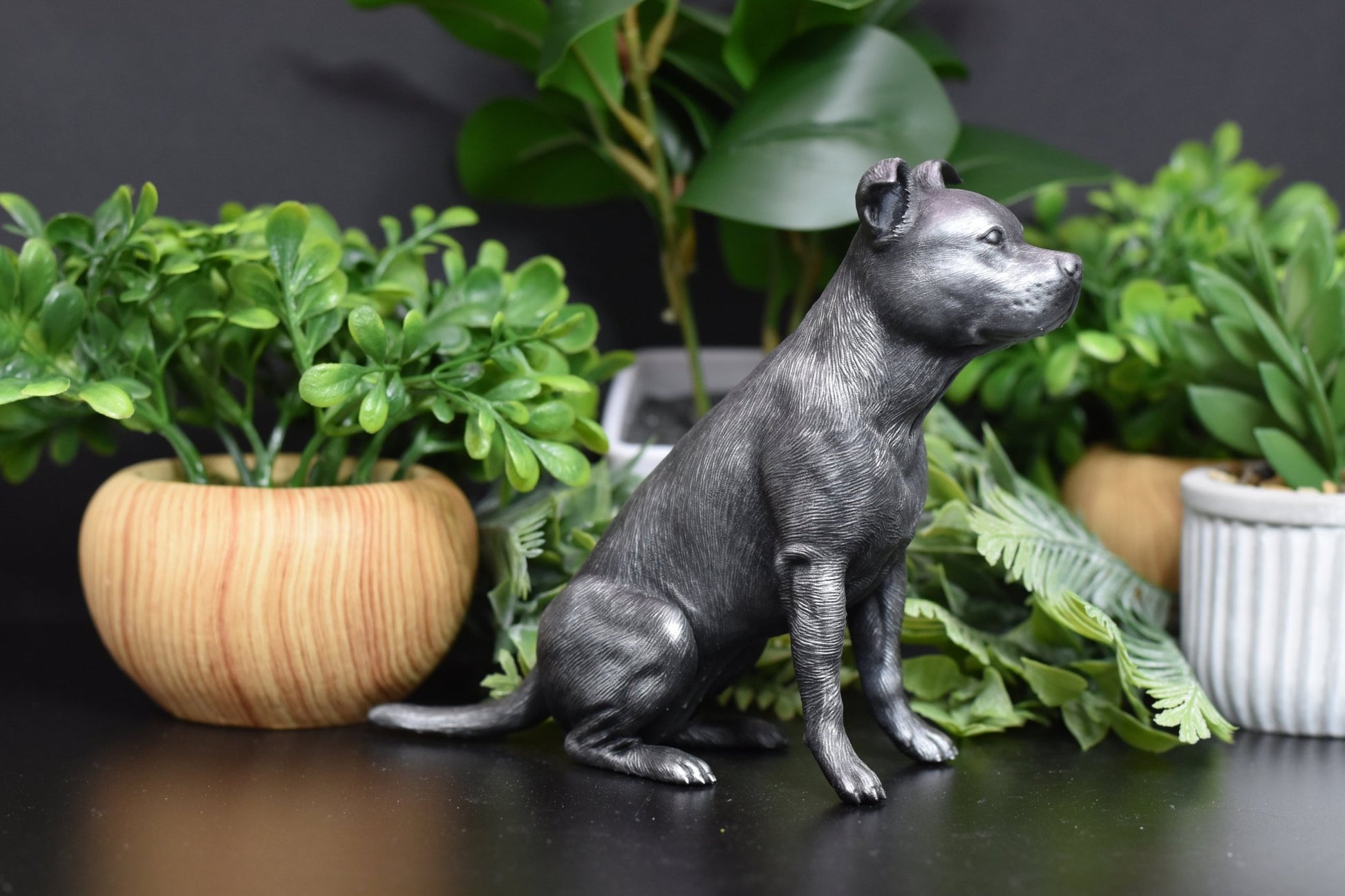 Staffordshire Bull Terrier Sitting Statue - Furever Figures
